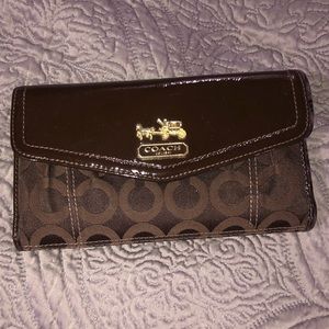 Brown Coach Trifold Wallet